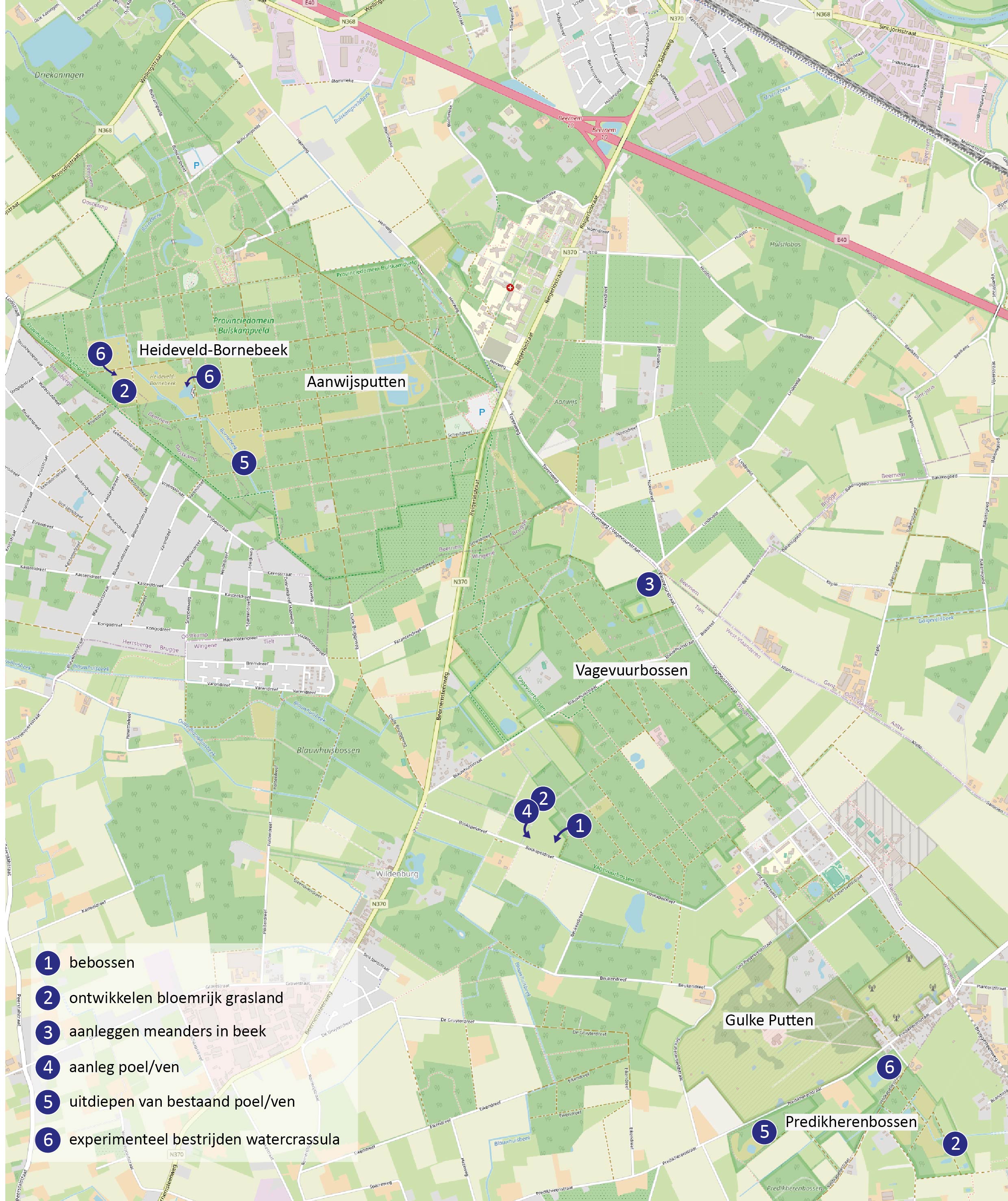 situeringskaart van de inrichtingsmaatregelen