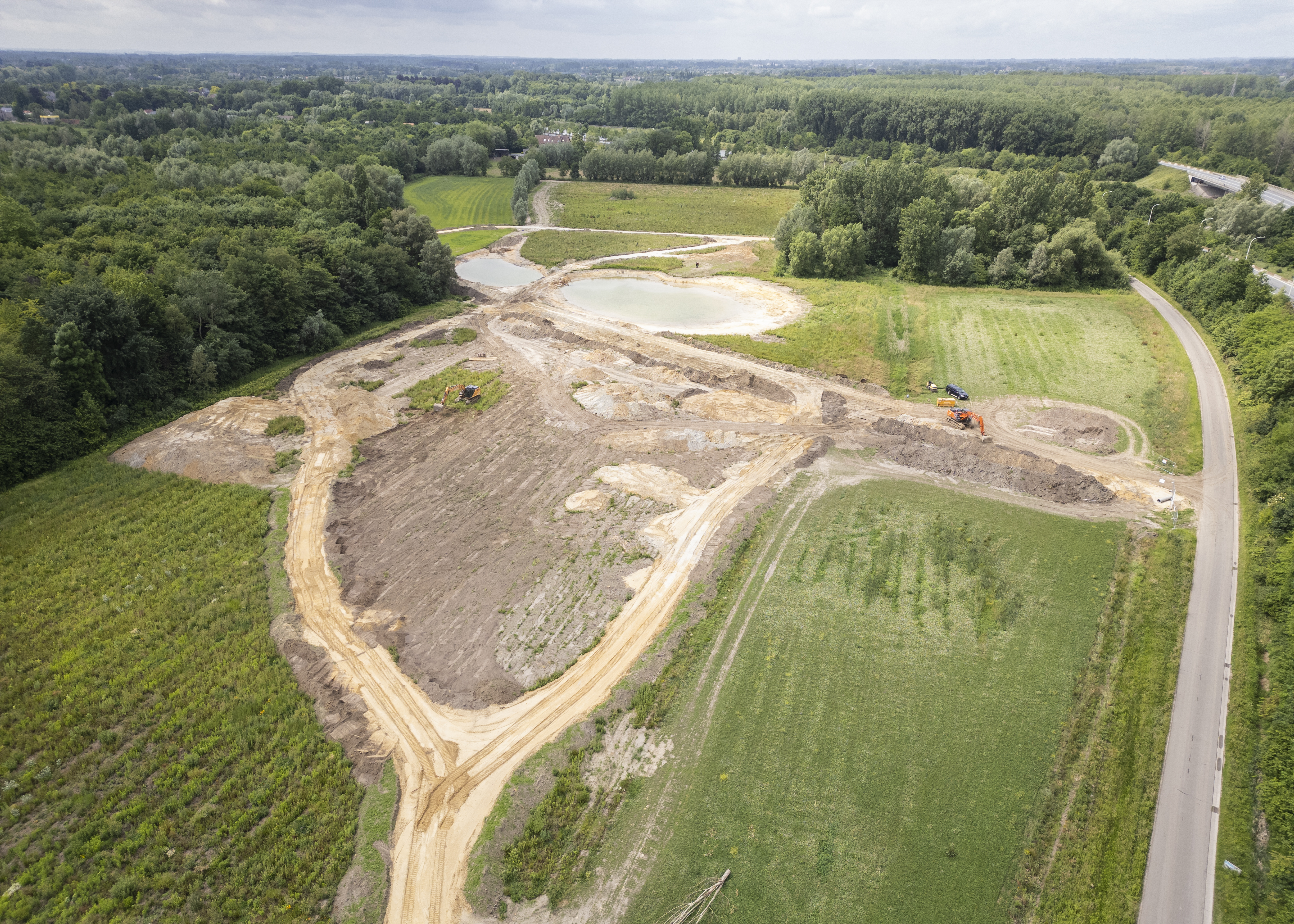 dronebeeld werken zone Groene Velden Noord (c)provincie Oost-Vlaanderen